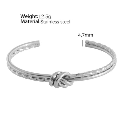 Simple Style Round Knot Titanium Steel Plating 18k Gold Plated Bangle