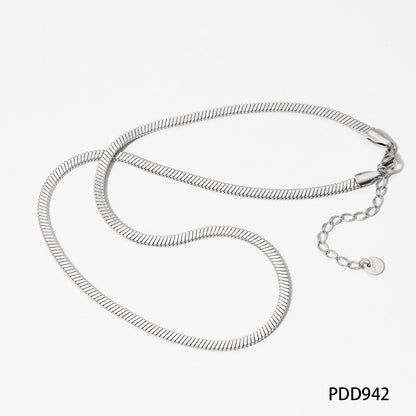 Casual Simple Style Solid Color Stainless Steel Polishing Plating 14k Gold Plated White Gold Plated Bracelets Necklace