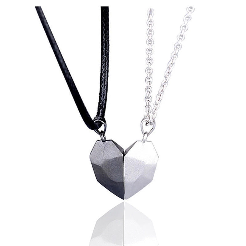 Romantic Heart Shape Alloy Plating Couple Pendant Necklace