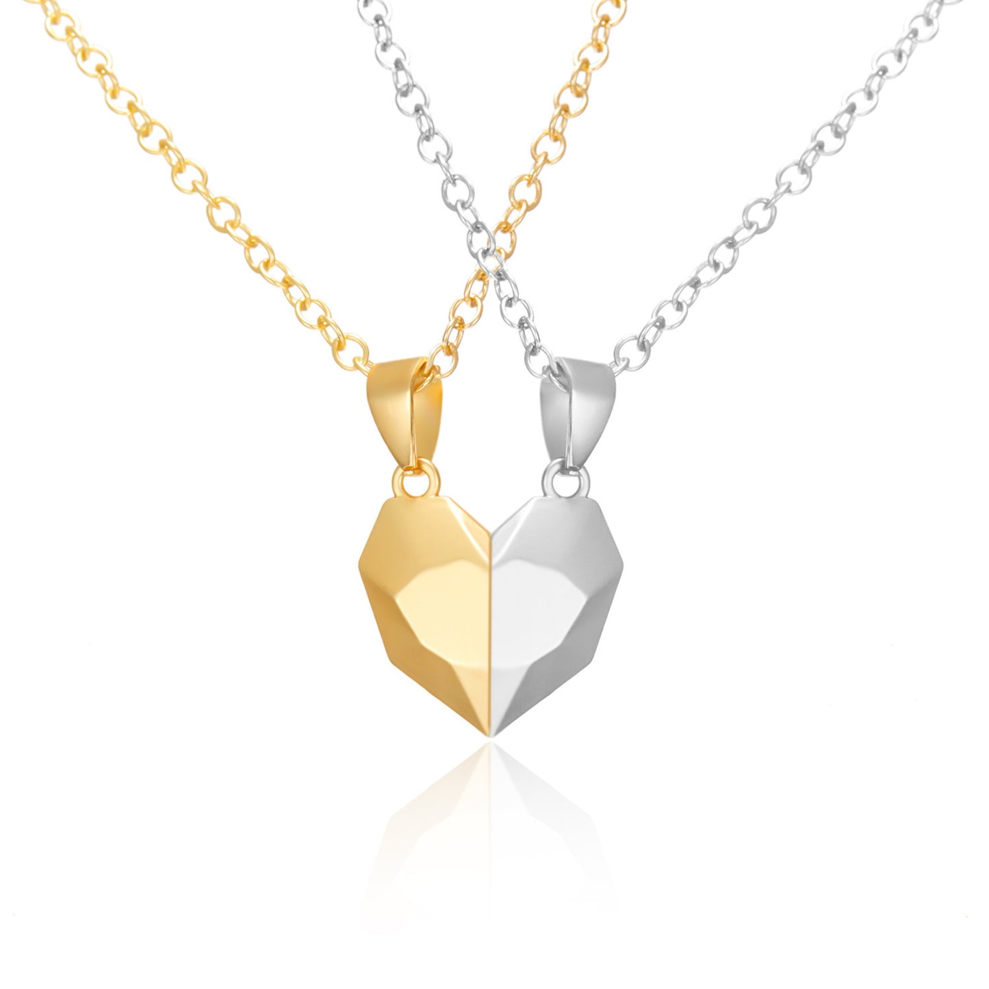 Romantic Heart Shape Alloy Plating Couple Pendant Necklace