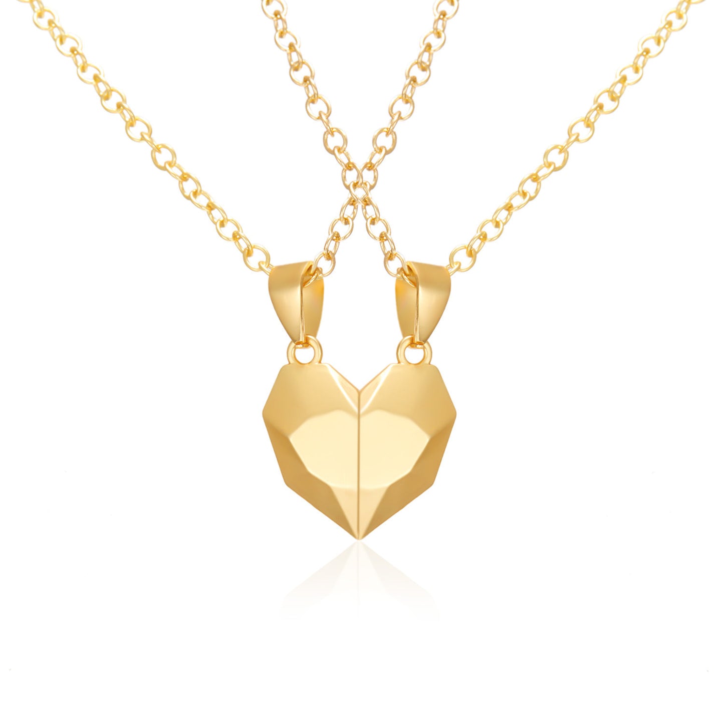 Romantic Heart Shape Alloy Plating Couple Pendant Necklace