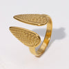 British Style Wings Stainless Steel Plating Open Rings