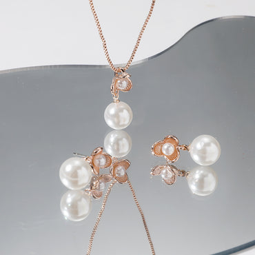 Simple Style Pearl Alloy Artificial Pearls Women's Earrings Necklace