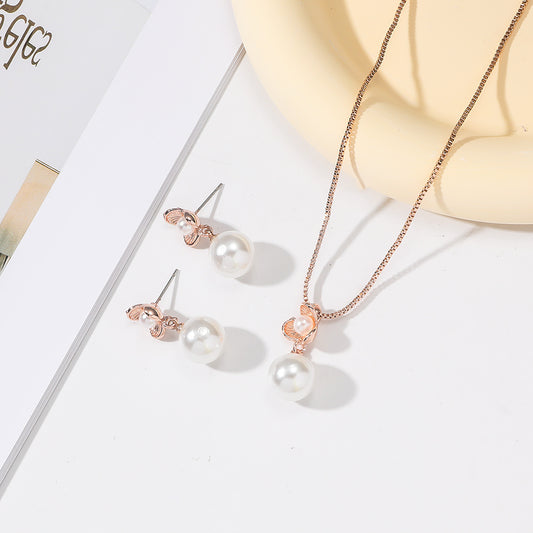 Simple Style Pearl Alloy Artificial Pearls Women's Earrings Necklace