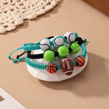 Cute Sports Ball Arylic Polyester Braid Unisex Drawstring Bracelets