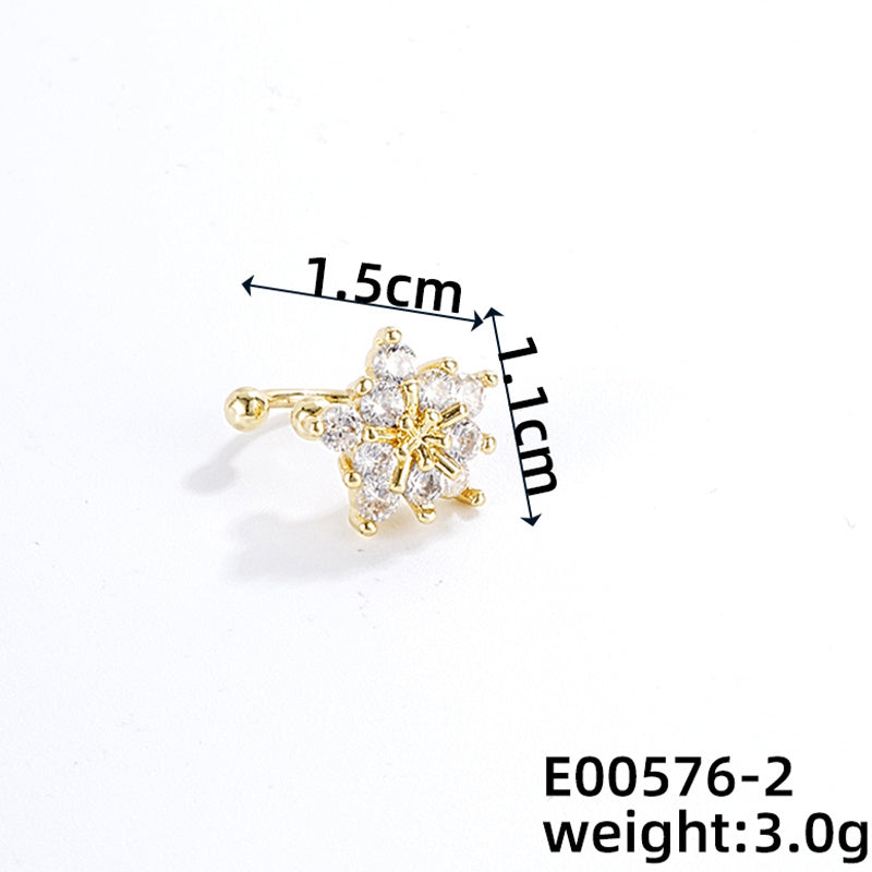 1 Piece Casual Simple Style Flower Copper Zircon Silver Plated Ear Cuffs