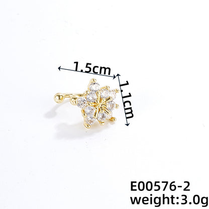 1 Piece Casual Simple Style Flower Copper Zircon Silver Plated Ear Cuffs