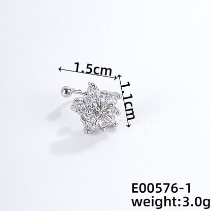 1 Piece Casual Simple Style Flower Copper Zircon Silver Plated Ear Cuffs