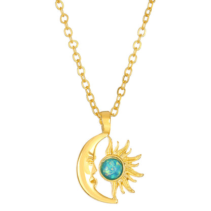 Vintage Style Simple Style Sun Moon Alloy Couple Pendant Necklace