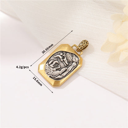 1 Piece Retro Portrait Copper Plating Inlay Pendant Jewelry Accessories