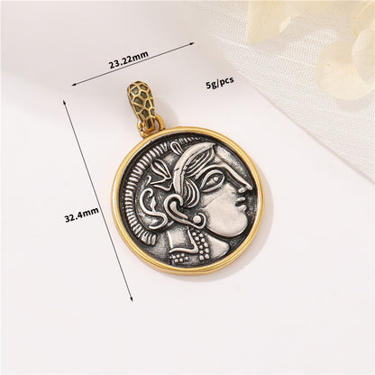 1 Piece Retro Portrait Copper Plating Inlay Pendant Jewelry Accessories