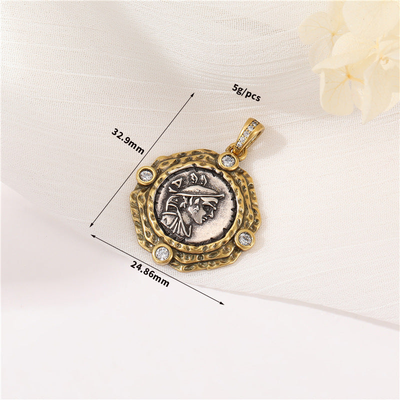 1 Piece Retro Portrait Copper Plating Inlay Pendant Jewelry Accessories