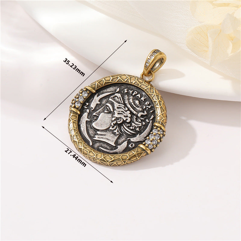 1 Piece Retro Portrait Copper Plating Inlay Pendant Jewelry Accessories