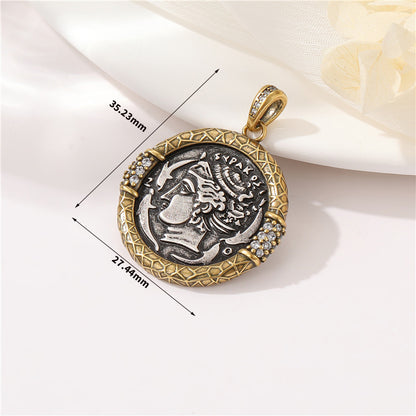 1 Piece Retro Portrait Copper Plating Inlay Pendant Jewelry Accessories