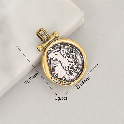 1 Piece Retro Portrait Copper Plating Inlay Pendant Jewelry Accessories