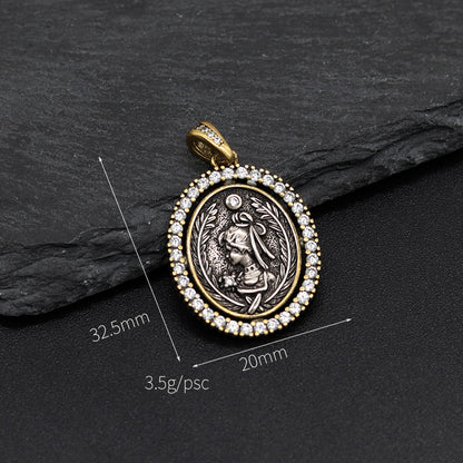 1 Piece Retro Portrait Copper Plating Inlay Pendant Jewelry Accessories