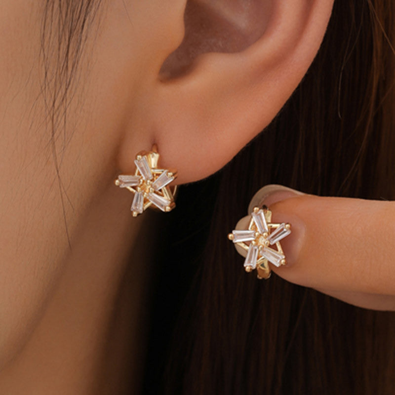 1 Pair Simple Style Geometric Plating Inlay Copper Zircon Ear Cuffs