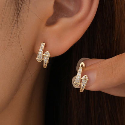 1 Pair Simple Style Geometric Plating Inlay Copper Zircon Ear Cuffs