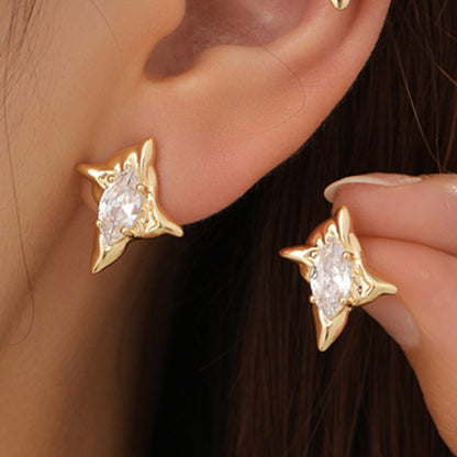 1 Pair Simple Style Geometric Plating Inlay Copper Zircon Ear Cuffs