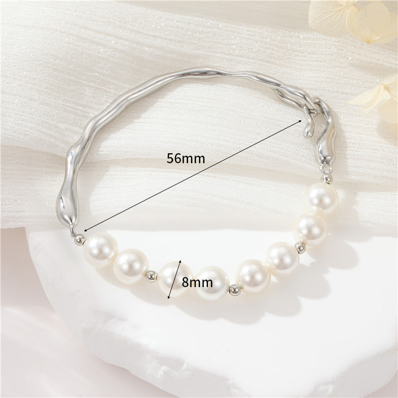 Elegant Geometric Artificial Pearl Copper Plating Bracelets