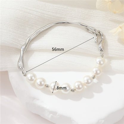 Elegant Geometric Artificial Pearl Copper Plating Bracelets