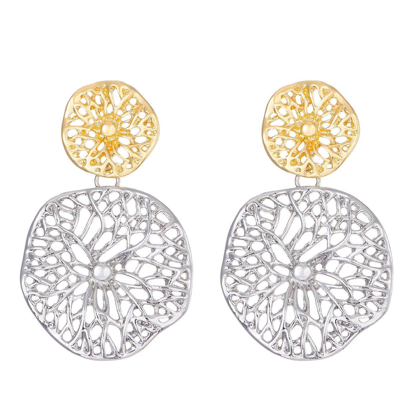 1 Pair Exaggerated Simple Style Round Flower Alloy Drop Earrings