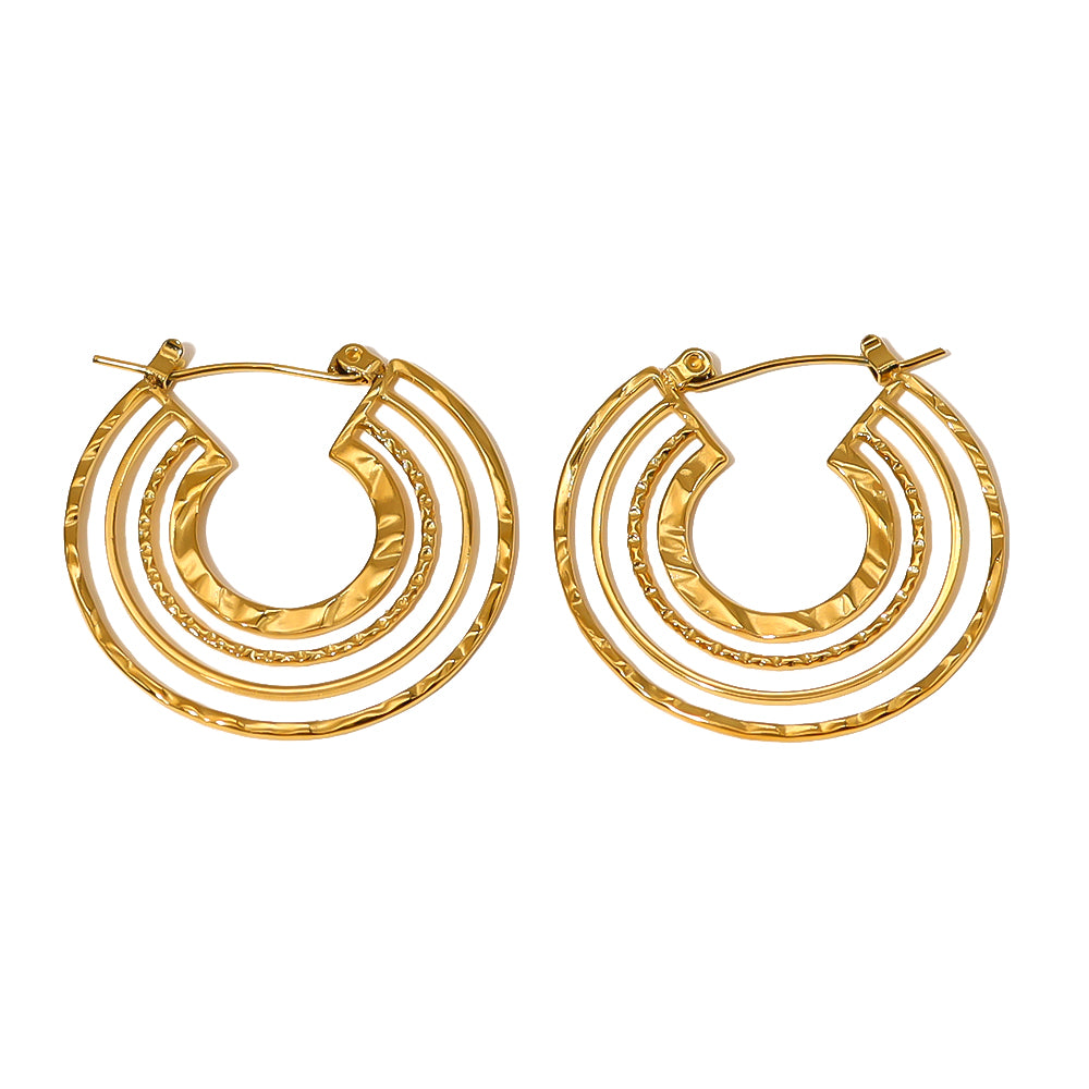 1 Piece Ig Style Retro U Shape Plating Stainless Steel 18k Gold Plated Hoop Earrings