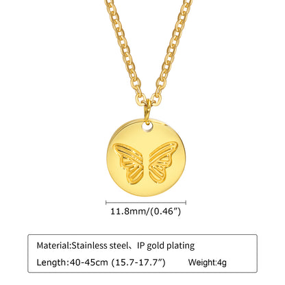 Simple Style Flower Butterfly Stainless Steel Pendant Necklace