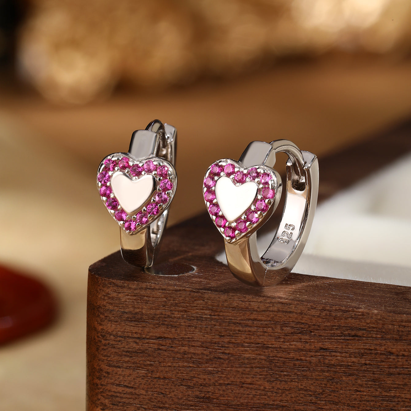 Romantic Simple Style Heart Shape Sterling Silver Plating Inlay Zircon White Gold Plated Women's Rings Earrings