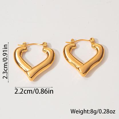 1 Pair Elegant Romantic Heart Shape Plating Stainless Steel Gold Plated Earrings