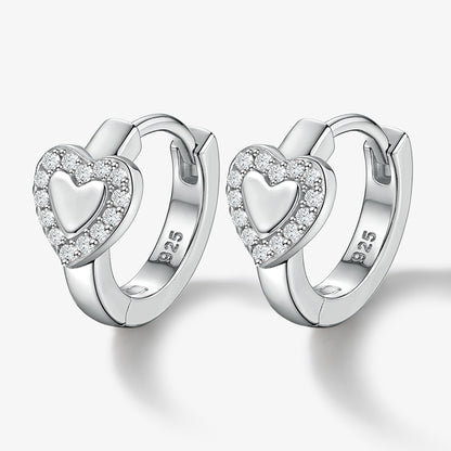 Romantic Simple Style Heart Shape Sterling Silver Plating Inlay Zircon White Gold Plated Women's Rings Earrings