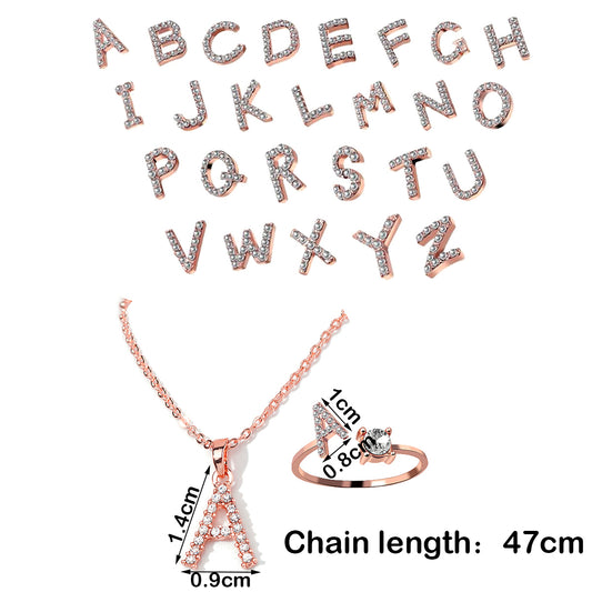 Classic Style Letter Copper Plating Inlay Zircon Rose Gold Plated Gold Plated Silver Plated Jewelry Set
