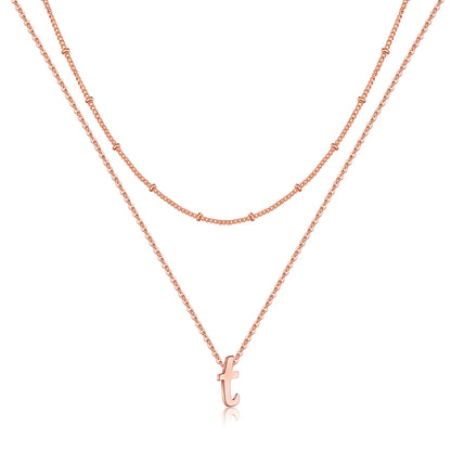 Simple Style Letter Copper Plating 14k Gold Plated Double Layer Necklaces