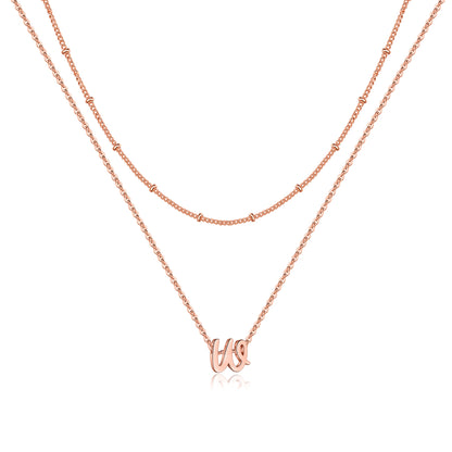 Simple Style Letter Copper Plating 14k Gold Plated Double Layer Necklaces