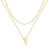 Simple Style Letter Copper Plating 14k Gold Plated Double Layer Necklaces