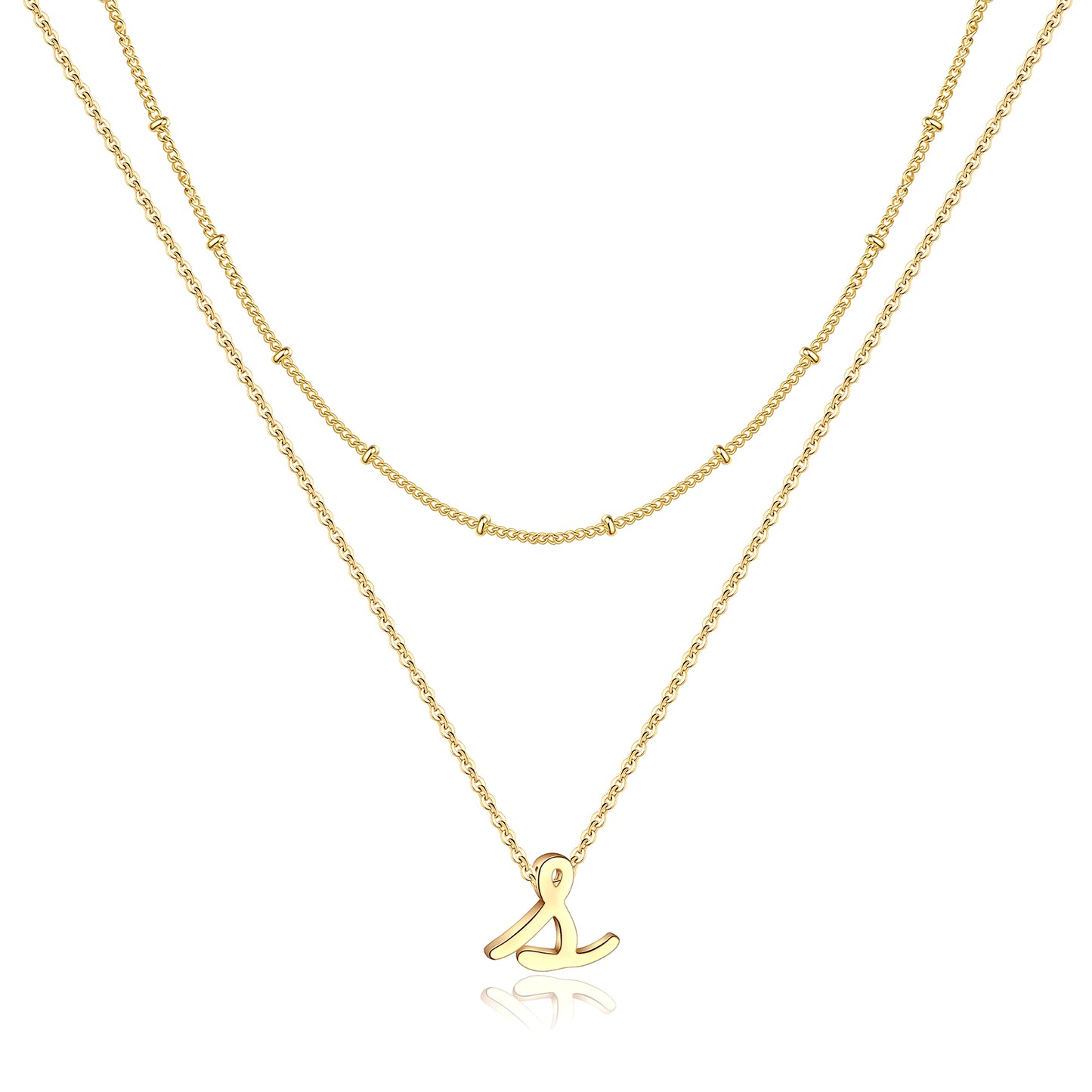 Simple Style Letter Copper Plating 14k Gold Plated Double Layer Necklaces