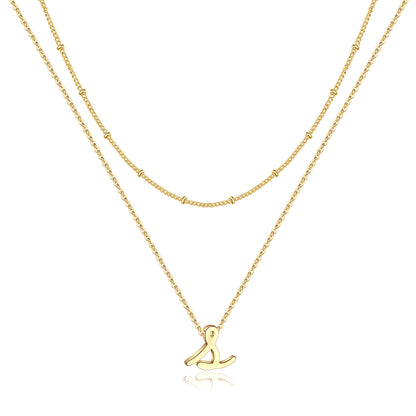 Simple Style Letter Copper Plating 14k Gold Plated Double Layer Necklaces