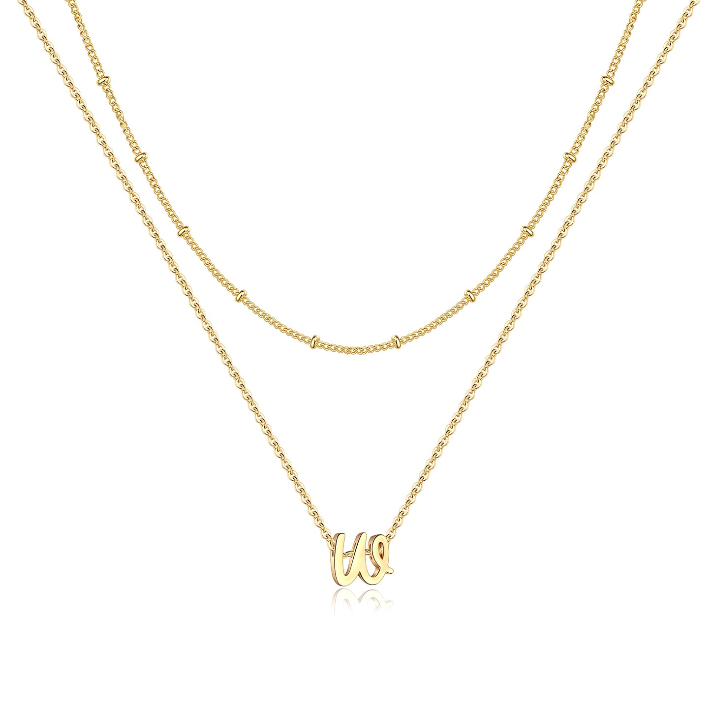 Simple Style Letter Copper Plating 14k Gold Plated Double Layer Necklaces