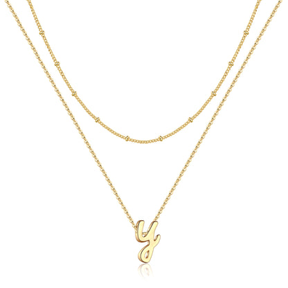 Simple Style Letter Copper Plating 14k Gold Plated Double Layer Necklaces