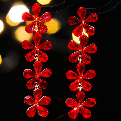 1 Pair Elegant Luxurious Flower Plating Inlay Alloy Rhinestones Zircon Silver Plated Drop Earrings