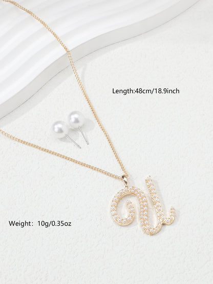 Simple Style Letter Heart Shape Snowflake Copper Plating Inlay Artificial Pearls Gold Plated Jewelry Set