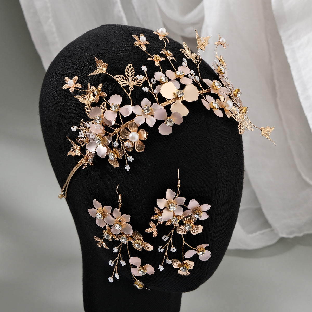 Elegant Flower Alloy Rhinestone Women's Jewelry Set