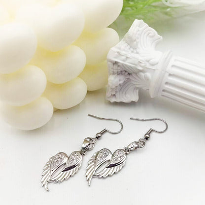 1 Pair Elegant Simple Style Wings Stainless Steel Drop Earrings