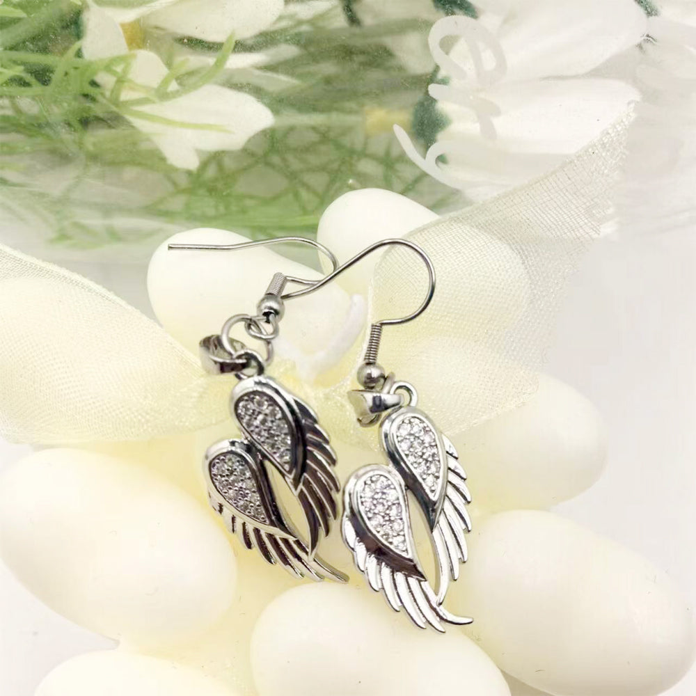 1 Pair Elegant Simple Style Wings Stainless Steel Drop Earrings