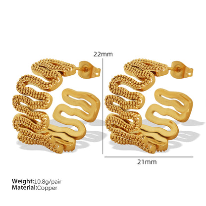 1 Pair Casual Vintage Style C Shape Irregular Plating Copper 18k Gold Plated Ear Studs