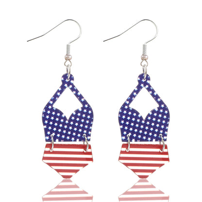 1 Pair Novelty Star Stripe Arylic Drop Earrings