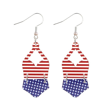 1 Pair Novelty Star Stripe Arylic Drop Earrings