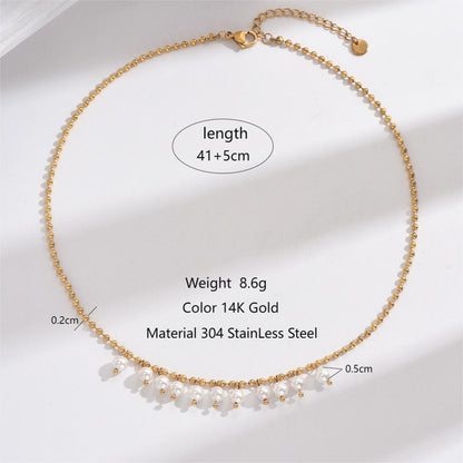 Ig Style Pearl Stainless Steel Plating 14k Gold Plated Pendant Necklace