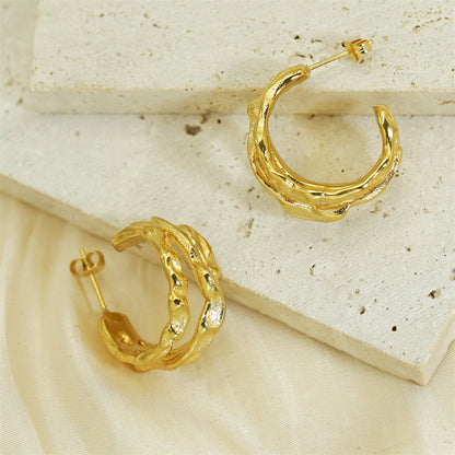 1 Pair Glam Vintage Style Geometric Plating Stainless Steel 18k Gold Plated Earrings