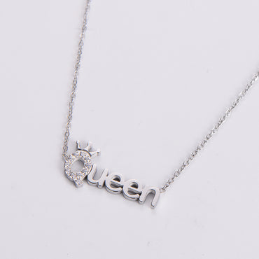 Wedding Shiny Letter Stainless Steel Inlay Artificial Diamond Pendant Necklace